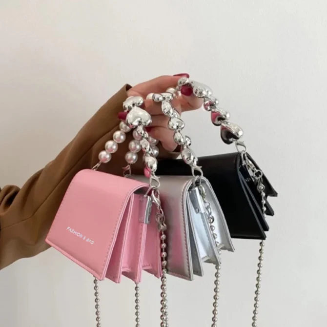 Simple Pearl Chain Small Bag New Versatile Crossbody Bag Small Square Bags