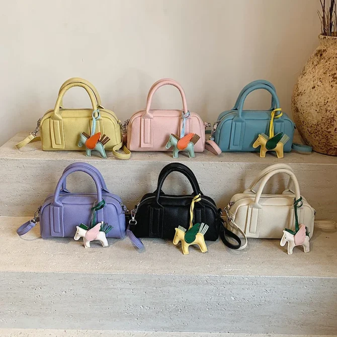 Purple Handbag Small Women Bag Candy Colors Pu Leather Shoulder Crossbody Bag Female Brand Boston Handbag Commute Bag