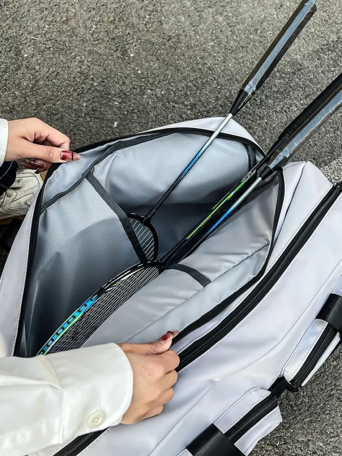 Badminton Bag for 3Pcs Racket, Hand-Held Sports and Fitness Bags, Unisex Large Capacity Racket Bag, Multi-Layer Shoulder Bag,