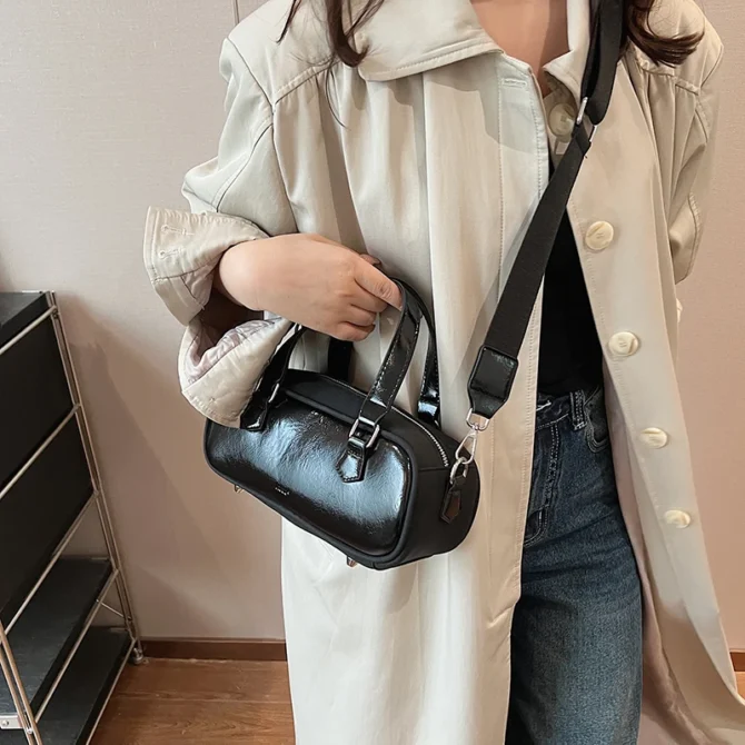 Vintage PU Leather Boston Women Small Handbag and Purse Fashion Designer Crossbody Bag Female Casual Travel Pillow Shoulder Bag