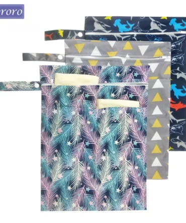 Pororo Baby Diaper Nappy Wet Dry Bag Reusable Waterproof Fashion Prints Cloth Double Pocket Handle Nappies Bags 30*40cm Hot Sale
