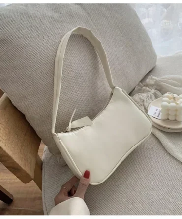 Retro Soft PU Leather Women Shoulder Underarm Bags Casual Solid Color Small Top-Handle Handbags Ladies Fashion Shoulder Bags