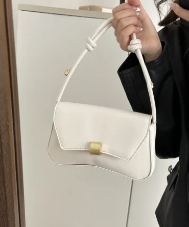 2023 Trend Shoulder Bag Women Metal Lock Buckle Knot Armpit Bag Crossbody Bag Ladies Solid Handbags Personality Messenger Bag