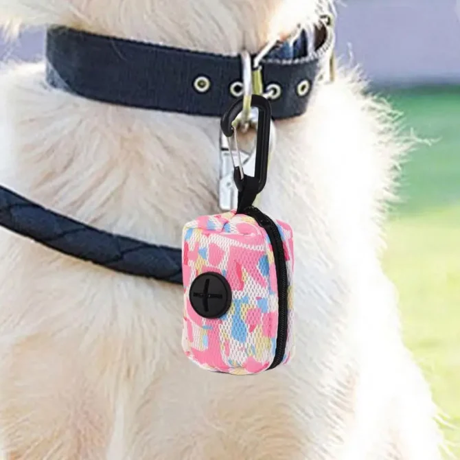 Dog Poop Bag Dispenser Dog Bags for Poop Holder Zipper Pouch Pet Waste Dispenser with Carabiner Pet Accessories for Outside