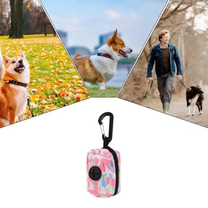 Dog Poop Bag Dispenser Dog Bags for Poop Holder Zipper Pouch Pet Waste Dispenser with Carabiner Pet Accessories for Outside