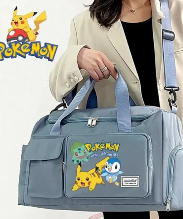 Pokemon Pikachu Anime Tote Travel Bag Large Capacity Clothes Storage Bags Gym Duffle Pack with Shoe Compartment Portable HandBag