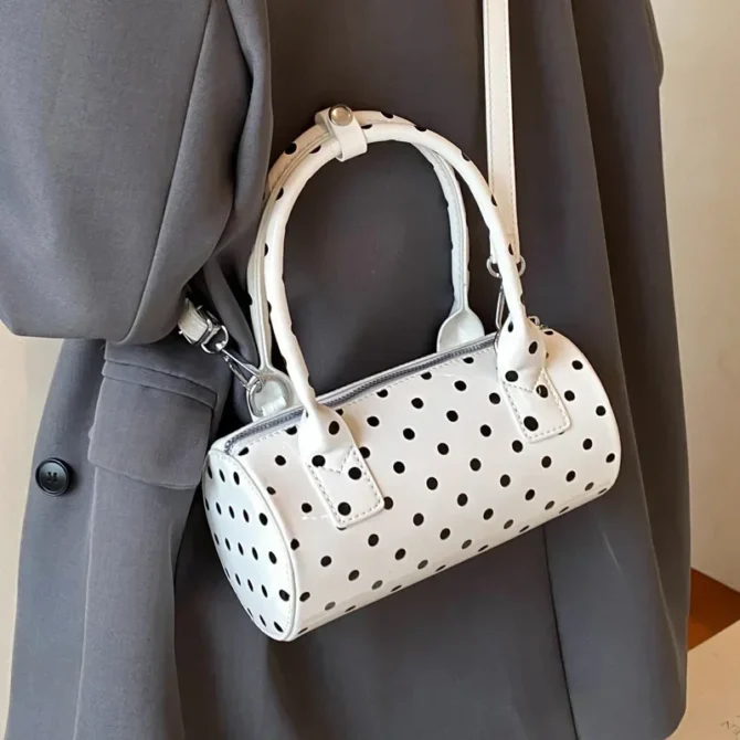 Luxury Designer PU Leather Dot Women's Handbag Casual Crossbody Bag Pillow Boston Tote