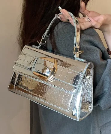 Patent Leather Bright Bread Bag Women Fashion Senior Sense One Shoulder Small Square Bags Network Red Fashion Crossbody Package