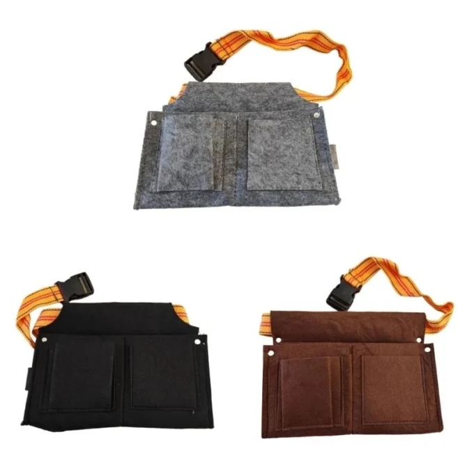 J0MC Professional Tool Belt Waist Bag with Belt Felt Cloth Tool Organizers Waist for Efficient Tool Organization