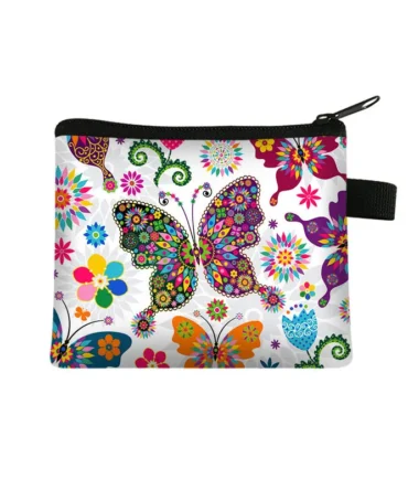 New Butterfly Printed Zero Wallet Portable Card Bag Coin Key Storage Bag Hand Bag Card Holder monedero mujer carteras Coin Purse