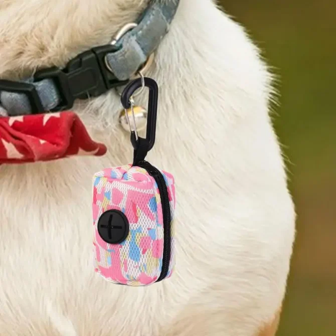 Dog Poop Bag Dispenser Dog Bags for Poop Holder Zipper Pouch Pet Waste Dispenser with Carabiner Pet Accessories for Outside