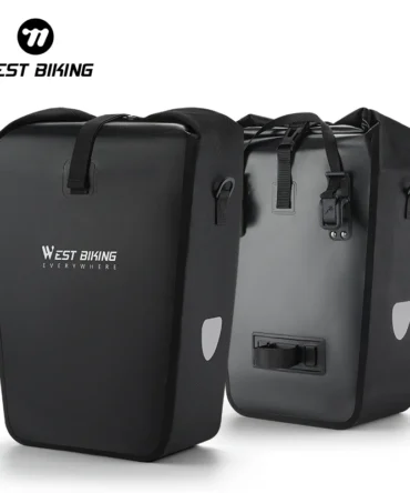 WEST BIKING Double Side Bicycle Bag 25L Large Capacity Waterproof Trunk Pannier MTB Bike Rear Seat Rack Bag Cycling Accessories