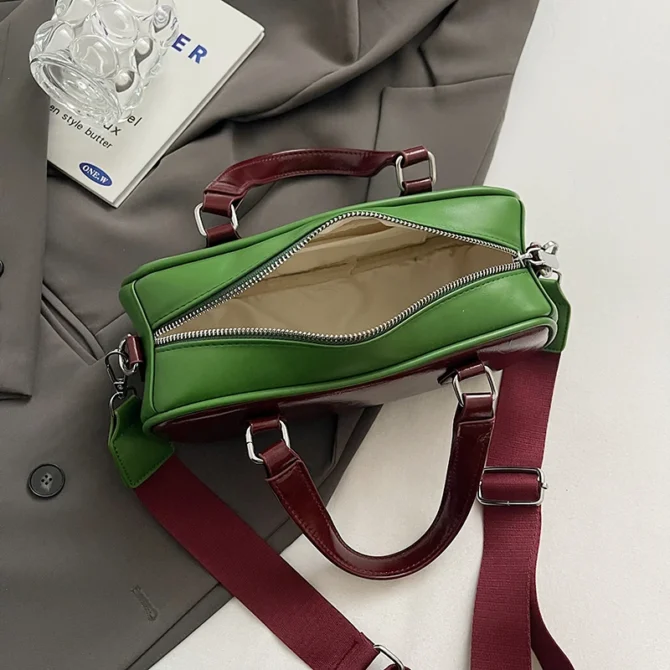 Vintage PU Leather Boston Women Small Handbag and Purse Fashion Designer Crossbody Bag Female Casual Travel Pillow Shoulder Bag