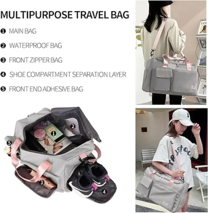 Pokemon Pikachu Anime Tote Travel Bag Large Capacity Clothes Storage Bags Gym Duffle Pack with Shoe Compartment Portable HandBag