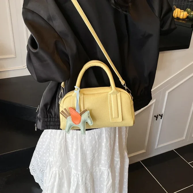 Purple Handbag Small Women Bag Candy Colors Pu Leather Shoulder Crossbody Bag Female Brand Boston Handbag Commute Bag